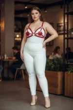 Plus Size Red Women's Harness Set with Leather Ring Detail Fantasy Accessory - SH112 - Image 5