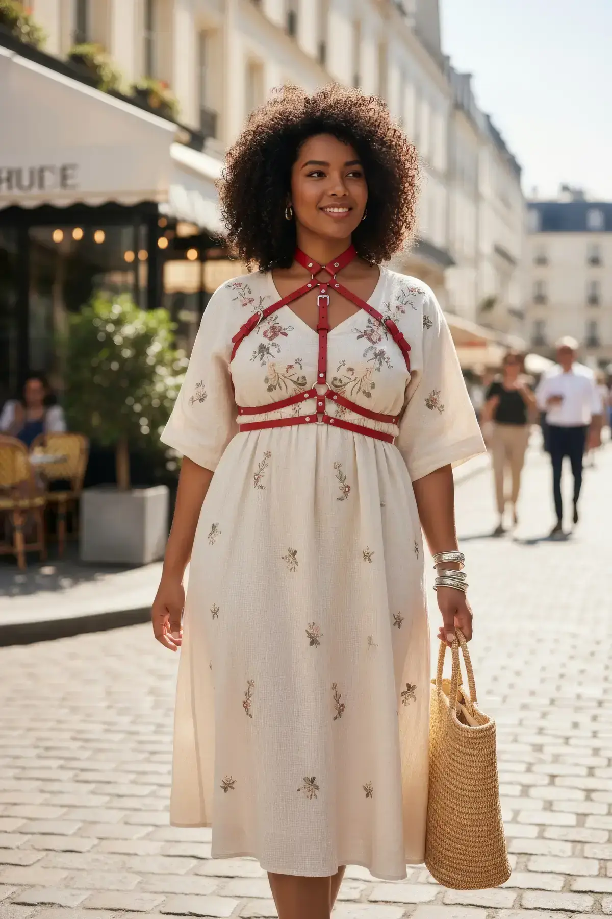 Plus Size Red Women's Leather Belt Harness Body Accessory - SH119