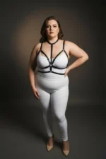 Plus Size Black Women's Harness Set with Elastic Ring Detail Fantasy Accessory - SH137