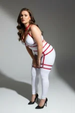 Plus Size Red Women's Garter Harness Body-Hugging Fantasy Leather Accessory - SH142 - Image 3