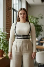 Plus Size Black Women's Belt Three-Band Corset Style Leather Harness - SH178