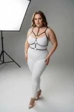 Plus Size Black Women's Harness with Ring and Neck Detail Elastic Accessory - SH184 - Image 2