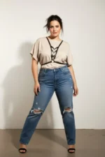 Plus Size Black Women's Belt, Leather Body Belt with Ring Detail - SH192 - Image 3