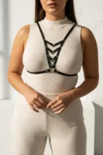 Plus Size Black Women's Belt, Leather Body Belt with Ring Detail - SH192 - Image 4