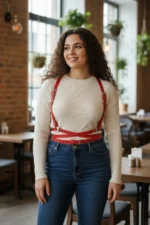 Plus Size Red Women's Leather Belt Harness Body Accessory - SH198