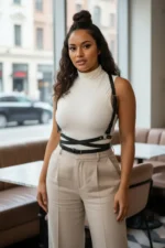 Plus Size Black Women's Crossbody Leather Belt Accessory - SH198