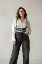 Plus Size Black Women's Crossbody Leather Belt Accessory - SH198 - Image 2