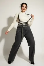 Plus Size Black Women's Crossbody Leather Belt Accessory - SH198 - Image 3