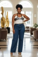 Plus Size Black Women's Belt Harness Style Corset-Look Leather Body Accessory - SH199