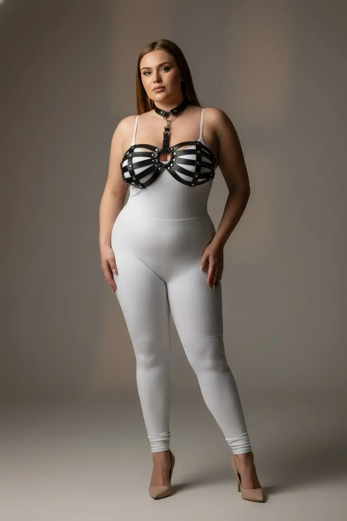 Plus Size Black Women's Harness Set Stylish Leather Fancy Accessory - SH224