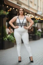 Plus Size Black Women's Leather Harness Set, Adjustable, Aesthetic Design - SH237 - Image 5