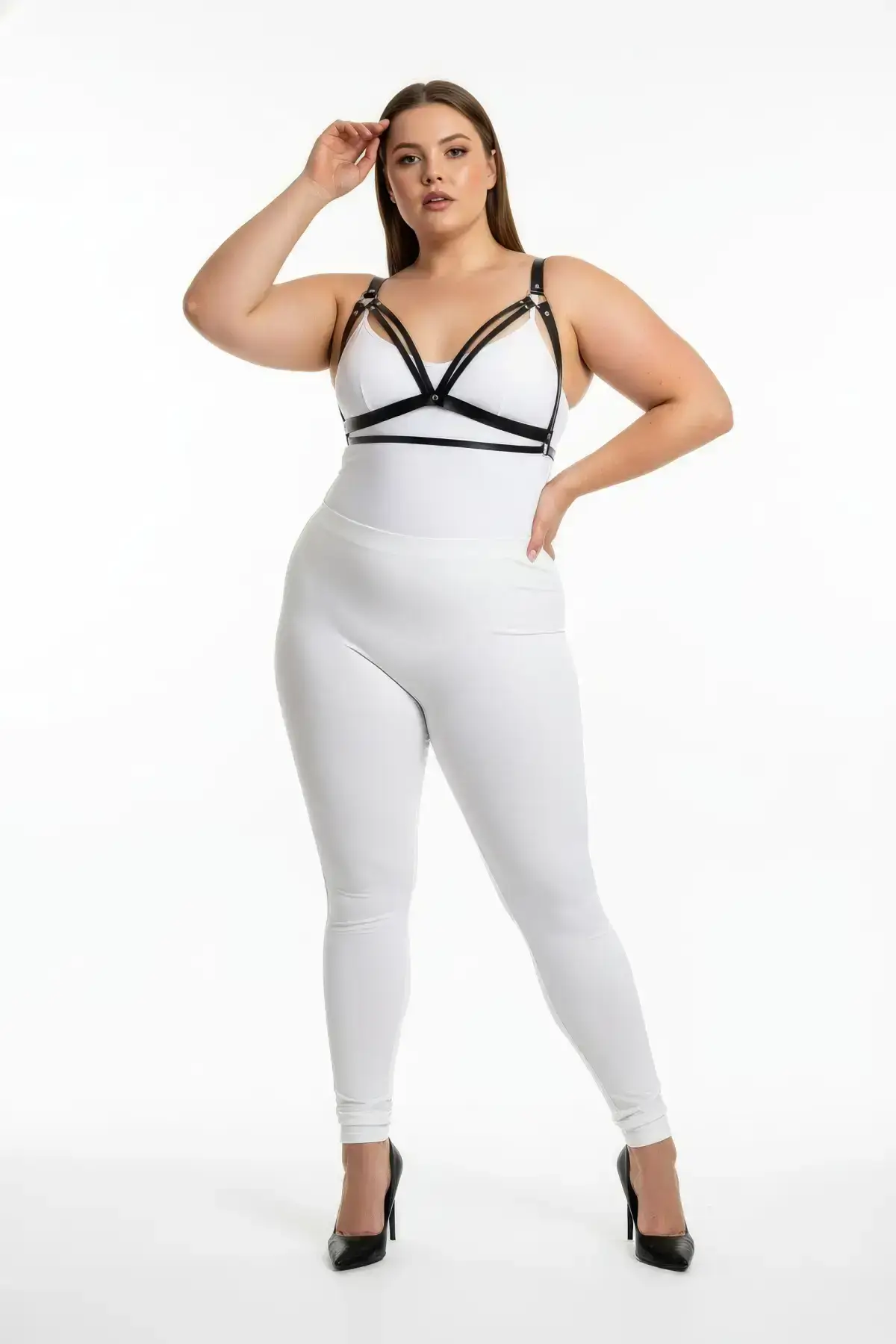 Plus Size Black Women's Harness Bustier Style Stylish Accessory - SH238