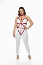 Plus Size Red Women's Leather Harness Set Fantasy Body Accessory - SH243