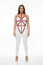 Plus Size Red Women's Leather Harness Set Fantasy Body Accessory - SH243 - Image 2