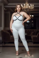 Plus Size Black Women's Harness with Ring Detail Leather Chest Accessory - SH263 - Image 4