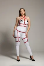 Plus Size Red Women's Garter Harness Leather Body Accessory Set - SH272 - Image 2