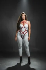 Plus Size Red Women's Full Body Leather Harness Fantasy Lingerie - SH295 - Image 3