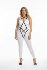 Plus Size Black Women's Leather Harness with Metal Details Body Accessory - SH295 - Image 2