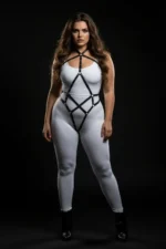 Plus Size Black Women's Leather Harness with Metal Details Body Accessory - SH295 - Image 3