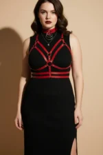 Plus Size Red Women's Leather Harness Belt, Dress Top Outfit Complementary - SH296 - Image 3