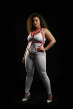 Plus Size Red Women's Harness Set with Ring Detail, Leather Fancy Accessory - SH316 - Image 3