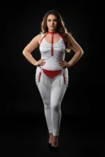 Plus Size Red Women's Leather Harness Set with Chain Detail Fantasy Accessory - SH328 - Image 3