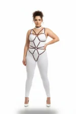 Plus Size Black Women's Elastic Harness with Ring Detail, Custom Design - SH338 - Image 2
