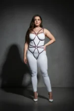 Plus Size Black Women's Elastic Harness with Ring Detail, Custom Design - SH338 - Image 4