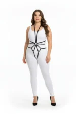 Plus Size Black Women's Leather Harness Full Body with Ring Detail - SH339