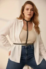 Plus Size Black Women's Belt Studded Leather Harness Body Accessory - SH343 - Image 2