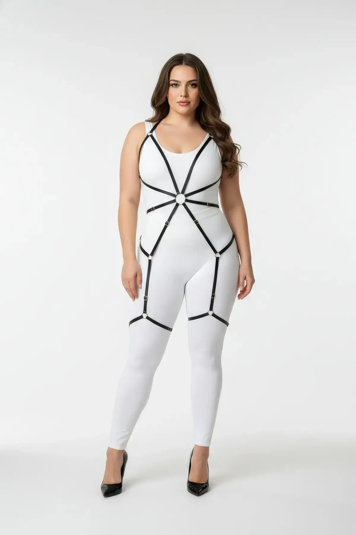 Plus Size Black Women's Harness Elastic Garter Fantasy Accessory - SH360