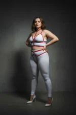 Plus Size Red Women's Harness Set Shiny Rubber Harness - SH362 - Image 2