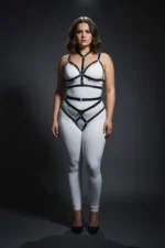 Plus Size Black Women's Elastic Harness Set with Ring Detail - SH362 - Image 4