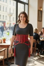 Plus Size Red Women's Belt Corset Style Leather Accessory with Tassel Detail - SH408