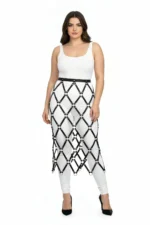 Plus Size Black Skirt with Leather Ring Detail - SH410 - Image 2