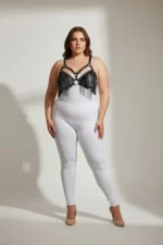 Plus Size Black Women's Harness Set with Tassel Detail Leather Bra Accessory - SH418