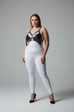 Plus Size Black Women's Harness Set with Tassel Detail Leather Bra Accessory - SH418 - Image 3