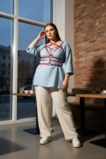 Plus Size Red Women's Leather Body Garter with Belt and Ring Detail - SH430 - Image 4