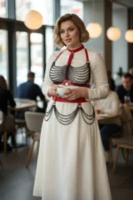 Plus Size Red Women's Leather Body Accessory with Belt and Chain Detail - SH438