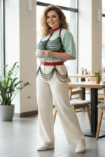 Plus Size Red Women's Leather Body Accessory with Belt and Chain Detail - SH438 - Image 2