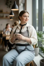 Plus Size Black Leather Women's Belt with Chain Detail Body Accessory - SH438 - Image 2