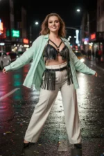 Plus Size Black Women's Leather Belt with Tassel Detail Combination Accessory - SH440 - Image 4