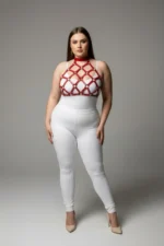 Plus Size Red Women's Leather Harness Set with Stud Details - Stylish Accessory - SH443 - Image 3