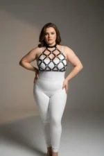 Plus Size Black Women's Harness Set with Ring Detail Fantasy Leather Chest Accessory - SH443 - Image 2