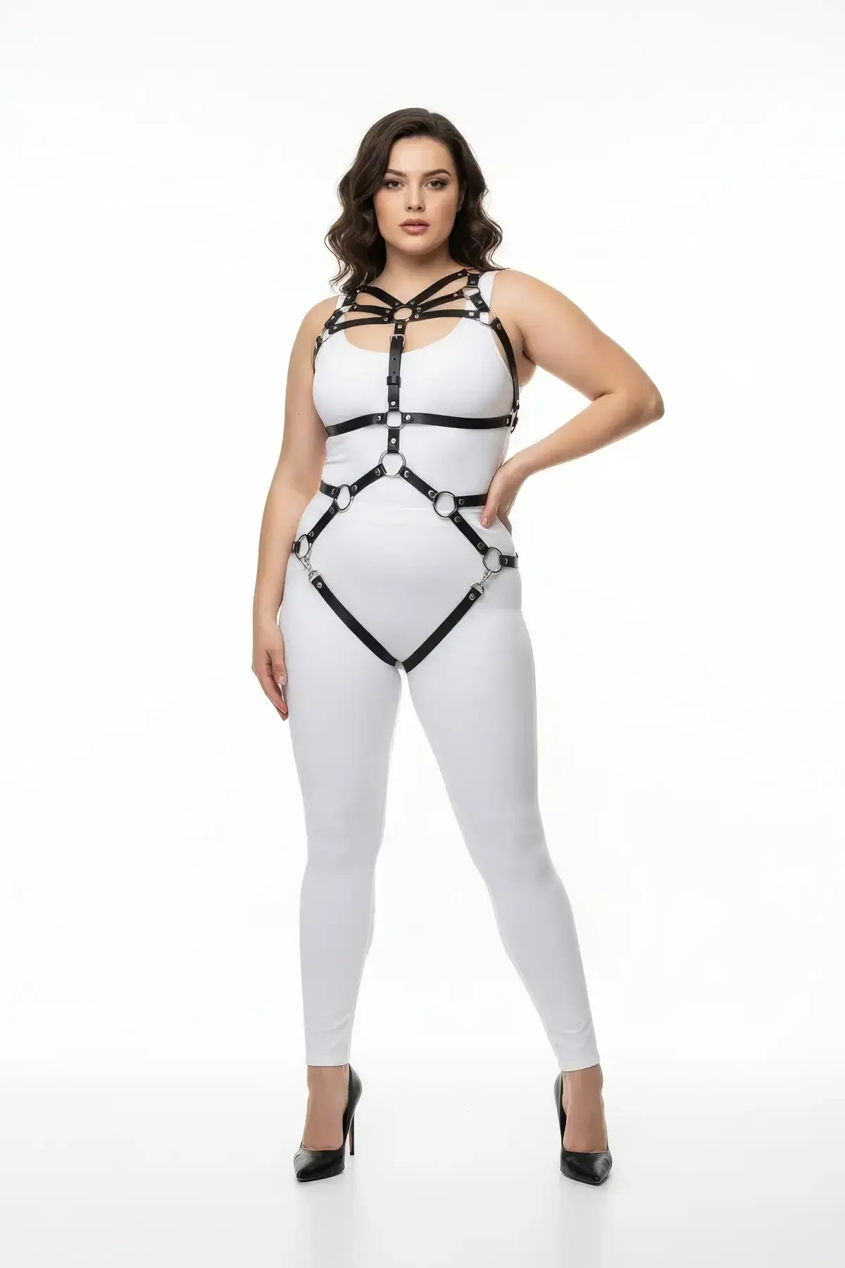 Plus Size Black Women's Harness Set with Ring Detail Fantasy - SH453