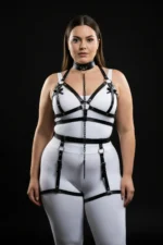 Plus Size Black Women's Harness Set with Chain Detail Leather Garter Accessory - SH457 - Image 3
