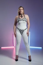 Plus Size Black Women's Leather Harness Set with Ring Detail, Stylish Design - SH464 - Image 4