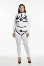 Plus Size Black Women's Leather Harness Set with Heart Detail Fantasy Accessory - SH467 - Image 2