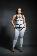 Plus Size Black Women's Leather Harness Set with Heart Detail Fantasy Accessory - SH467 - Image 4