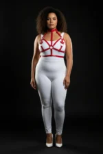 Plus Size Red Women's Harness Set with Leather Chest Accessory and Ring Detail - SH473 - Image 3